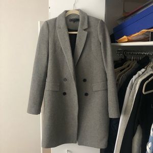 Zara Grey Double Breasted Lined Coat